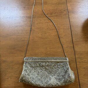 Vintage silver beaded clutch purse.